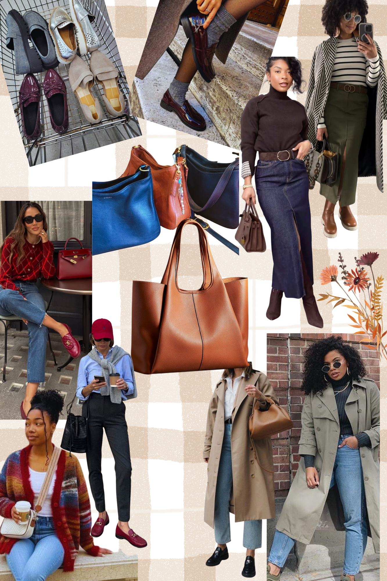 Fall clothes Pinterest collage.