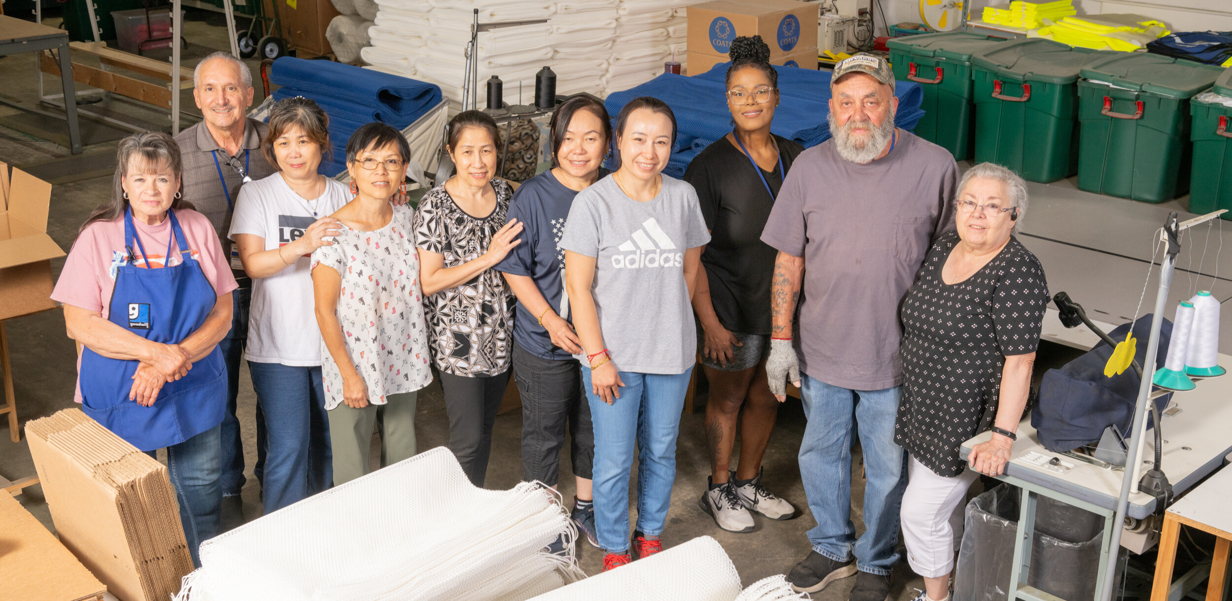 sewing team making cloth face masks