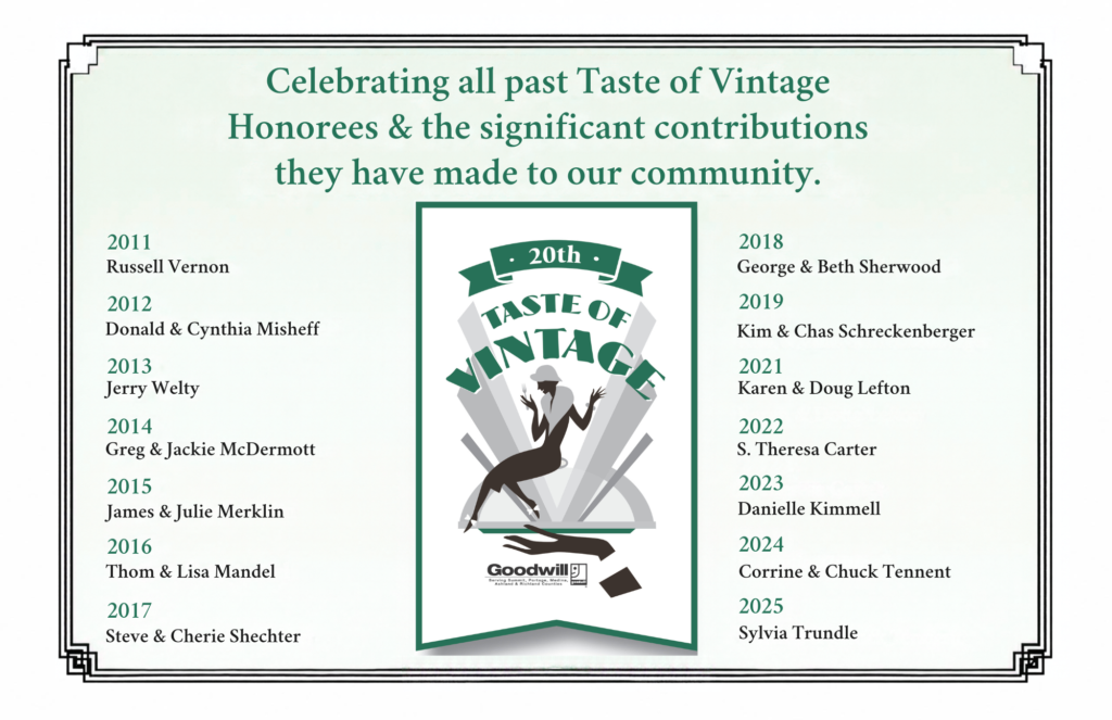 Past Taste of Vintage Community Service Honorees
