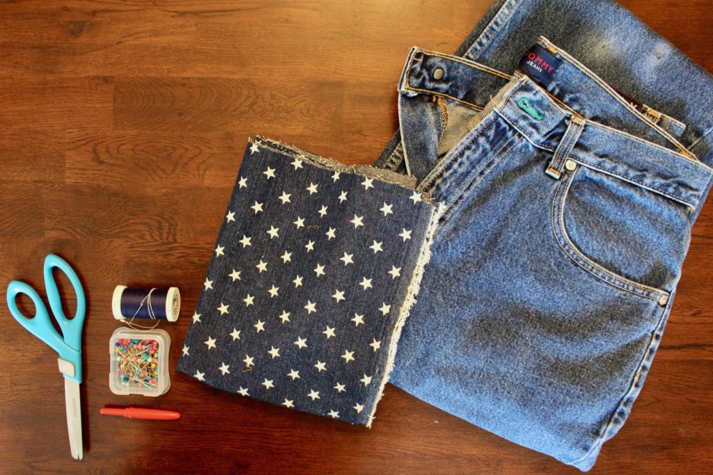 Diy denim store skirt with buttons